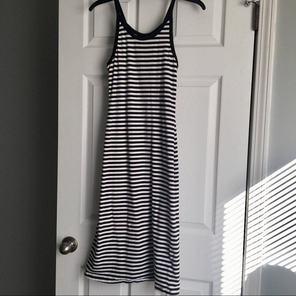 Old Navy, white + black striped dress